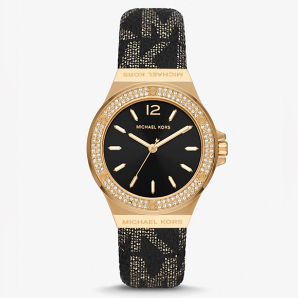 Michael Kors Lennox Three Hand Gold & Black Dial Women's Watch MK7307 - Picture 1 of 9